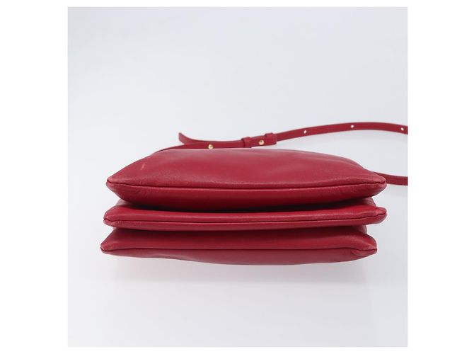 Céline CELINE Trio Shoulder Bag Leather Red Gold Tone - vista 5