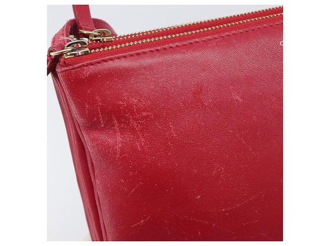 Céline CELINE Trio Shoulder Bag Leather Red Gold Tone - vista 9