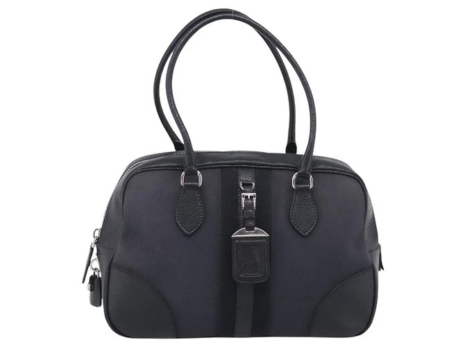 PRADA Hand Bag Canvas Black Silver - view 2