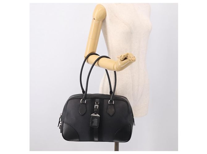 PRADA Hand Bag Canvas Black Silver - view 26