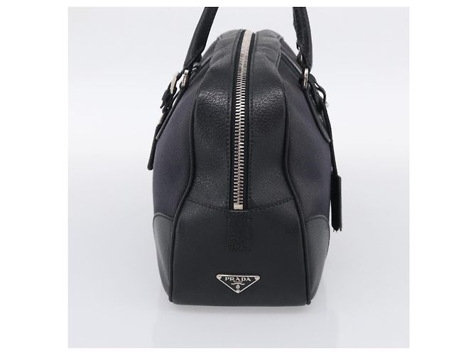PRADA Hand Bag Canvas Black Silver - view 4