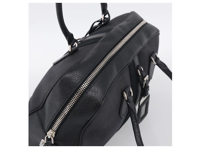 PRADA Hand Bag Canvas Black Silver - view 6