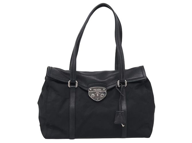 PRADA Hand Bag Nylon Black Silver - view 13