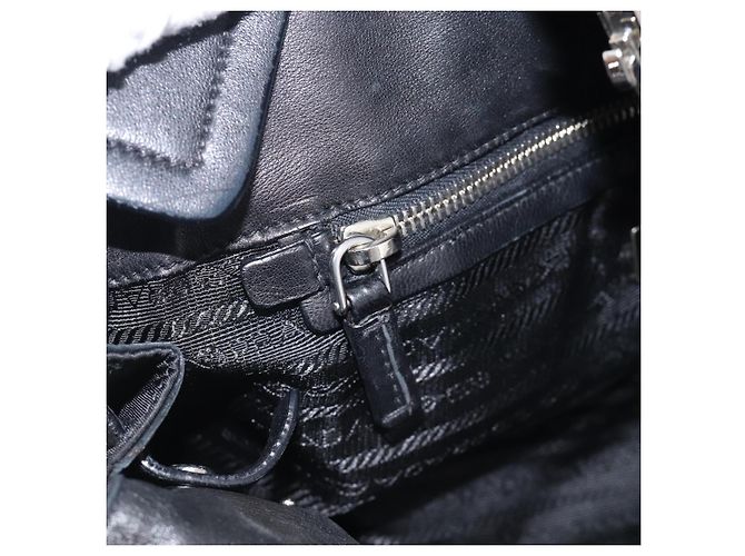 PRADA Hand Bag Nylon Black Silver - view 28