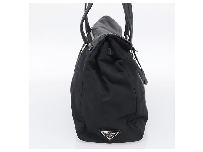 PRADA Hand Bag Nylon Black Silver - view 3