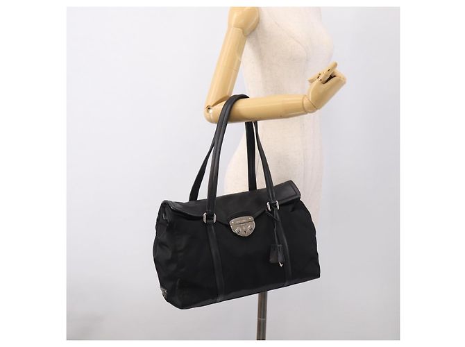 PRADA Hand Bag Nylon Black Silver - view 32