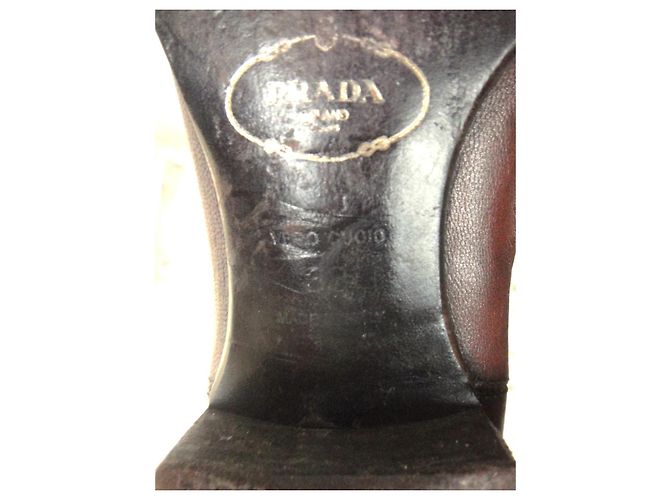Prada Brown Leather Floral Appliqué Boots - view 7