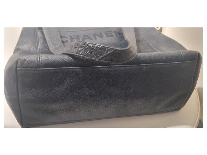 Chanel Tote Bag Leather Navy Blue - view 10