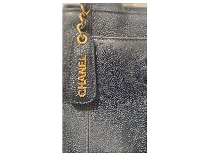 Chanel Tote Bag Leather Navy Blue - view 16