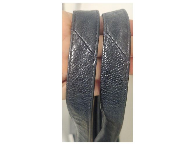 Chanel Tote Bag Leather Navy Blue - view 9