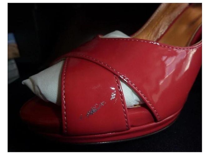 Sergio Rossi Sandales Slingback Vernis Rouge - vue 10