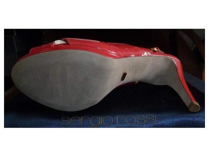Sergio Rossi Sandales Slingback Vernis Rouge - vue 13