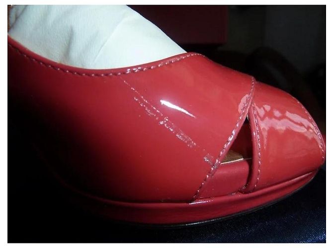 Sergio Rossi Sandales Slingback Vernis Rouge - vue 9