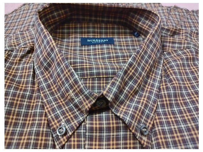 Burberry Camisa de algodón a cuadros marrón y beige - vista 14