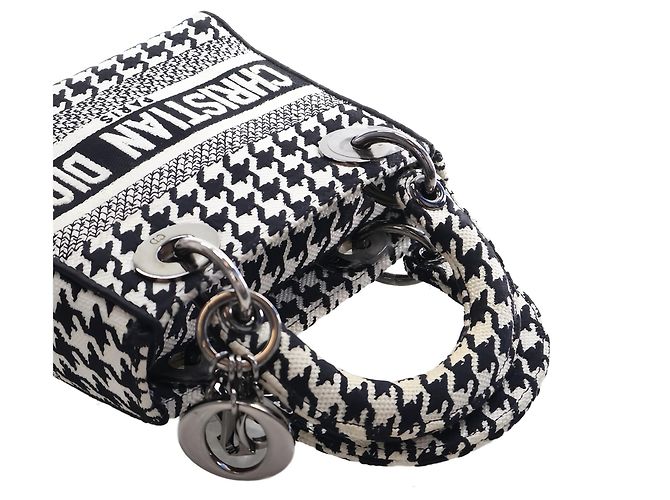 Dior White Mini Embroidered Canvas Houndstooth Lady D Lite - Ansicht 15