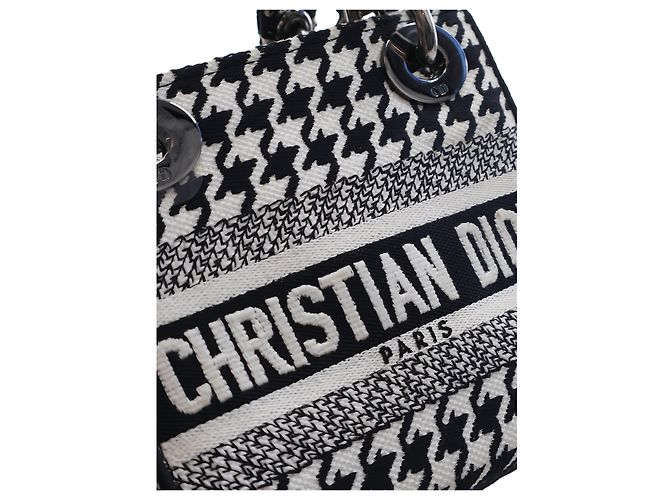 Dior White Mini Embroidered Canvas Houndstooth Lady D Lite - Ansicht 4
