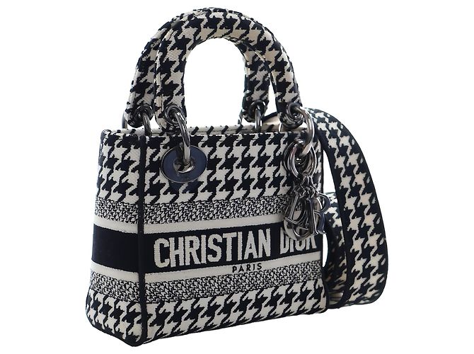 Dior White Mini Embroidered Canvas Houndstooth Lady D Lite - Ansicht 6