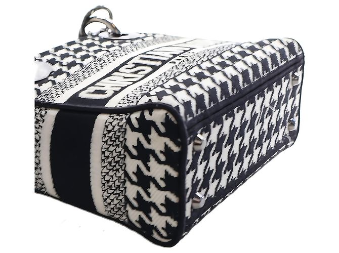 Dior White Mini Embroidered Canvas Houndstooth Lady D Lite - Ansicht 8