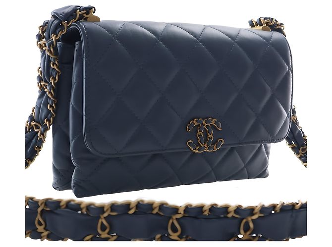 Chanel Blue Medium Quilted Calfskin 19 Flap - vista 12