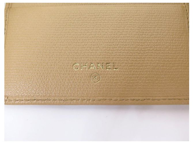 CARTERA CHANEL COCO BUTTON LOGO CC 2 VUELTAS CUERO BEIGE - vista 7