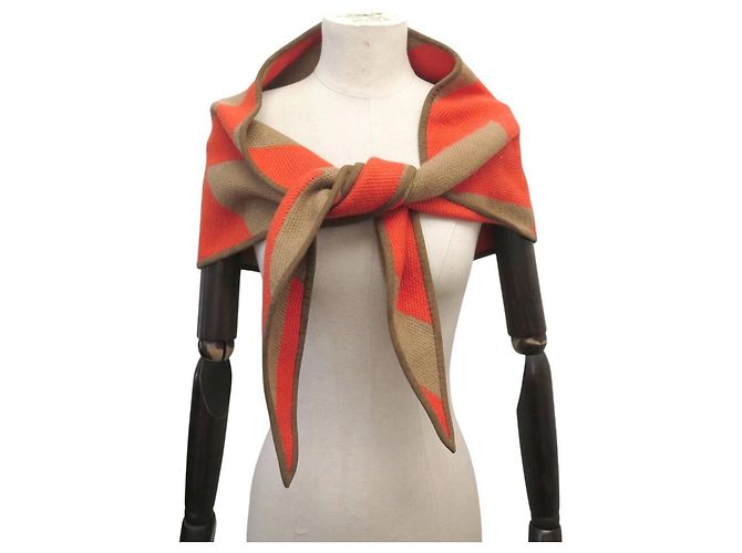 Hermès NEU HERMES CASAQUE CHEVRONS ETOLE TRIANGLE ORANGE CAMEL SHAWL SCARF - Ansicht 2