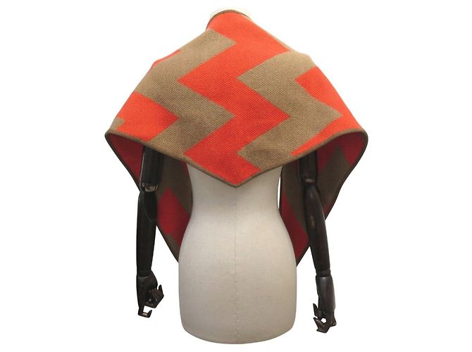 Hermès NEU HERMES CASAQUE CHEVRONS ETOLE TRIANGLE ORANGE CAMEL SHAWL SCARF - Ansicht 3