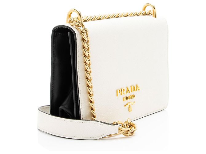 Prada Borsa a tracolla piccola in Saffiano con catena - vista 2