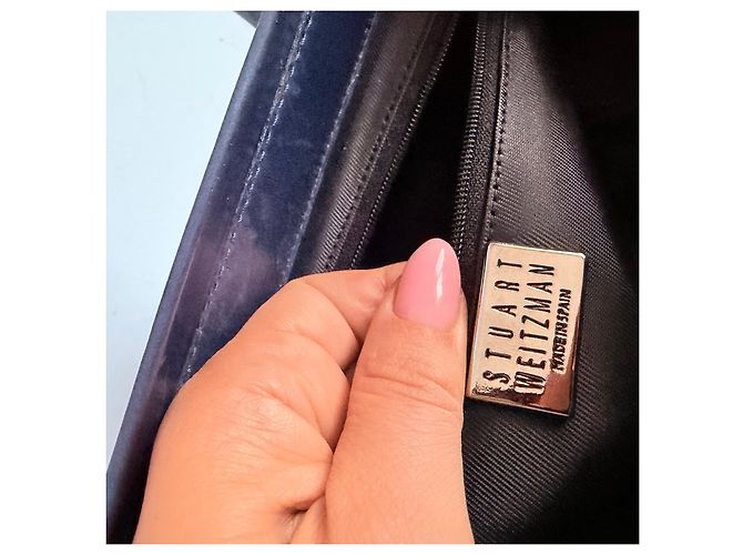 Stuart Weitzman Lackleder Handtasche in Mitternachtsblau - Ansicht 3