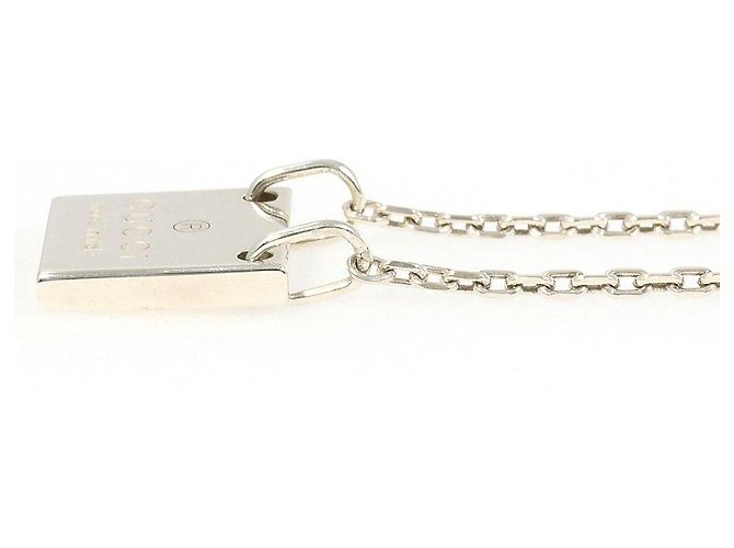Collana Gucci con placca quadrata argentata - vista 2