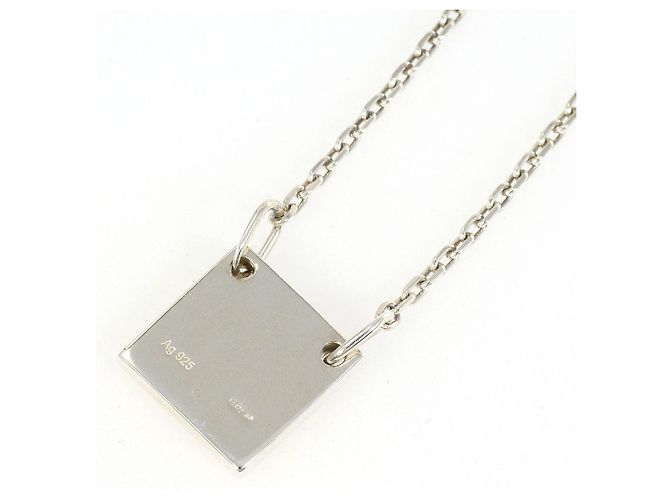 Collana Gucci con placca quadrata argentata - vista 3