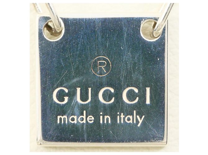 Collana Gucci con placca quadrata argentata - vista 4