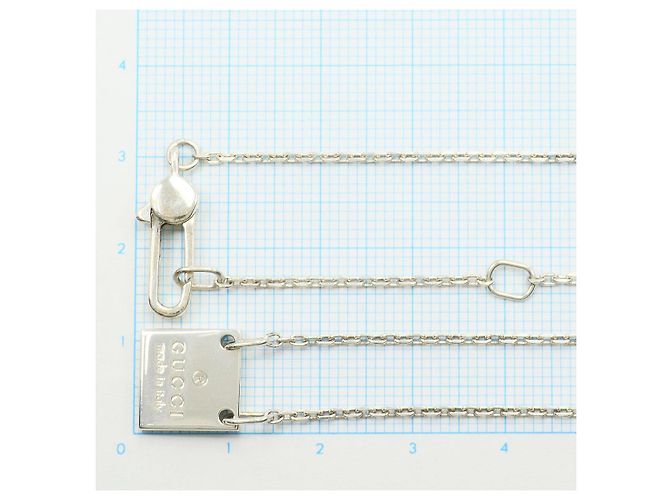 Collana Gucci con placca quadrata argentata - vista 5