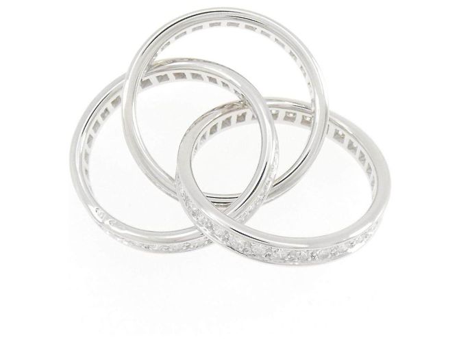 Anello Cartier Three Bangles in oro bianco 18K e diamanti, misura 11 - vista 3