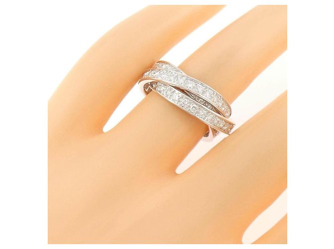 Anello Cartier Three Bangles in oro bianco 18K e diamanti, misura 11 - vista 5