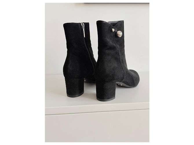 Stivaletti Dior in camoscio nero con tacco - vista 2
