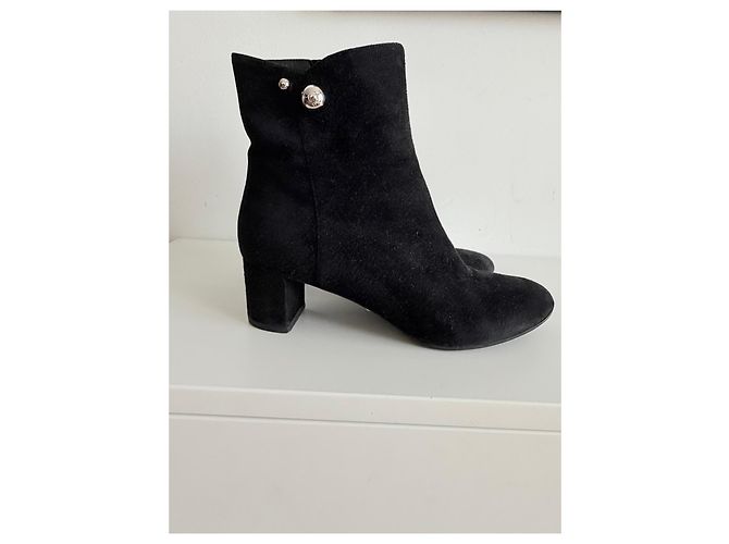 Stivaletti Dior in camoscio nero con tacco - vista 5
