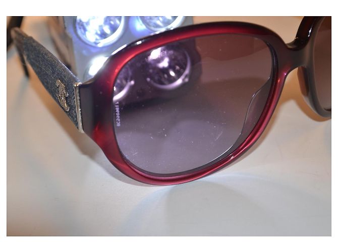 Lunettes de soleil Chanel en denim et acétate - vue 10