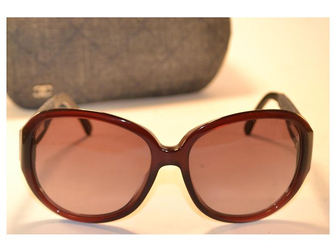Lunettes de soleil Chanel en denim et acétate - vue 2