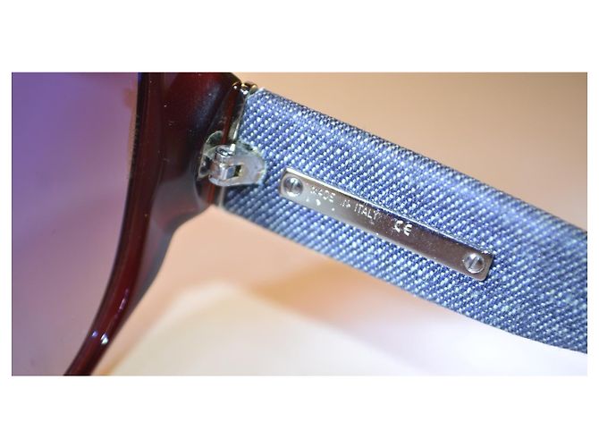 Lunettes de soleil Chanel en denim et acétate - vue 8