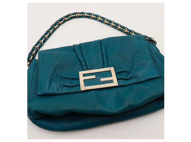 Borsa a tracolla Fendi in pelle Turquoise - vista 6
