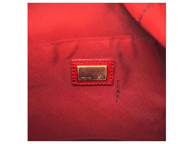 Borsa Hobo Fendi Zucca Canvas Leather Brown Red - vista 8