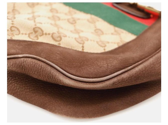 Borsa Hobo Gucci Monogram Canvas Pelle Brown - vista 10