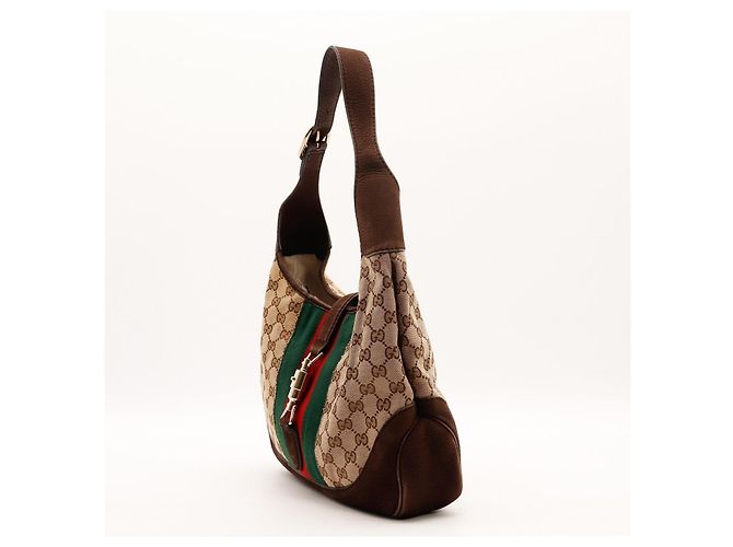 Borsa Hobo Gucci Monogram Canvas Pelle Brown - vista 2