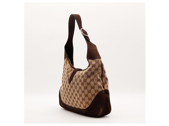 Borsa Hobo Gucci Monogram Canvas Pelle Brown - vista 4