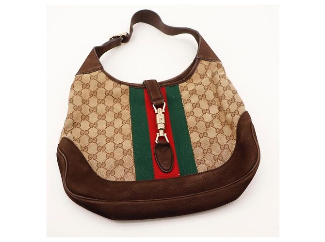 Borsa Hobo Gucci Monogram Canvas Pelle Brown - vista 6