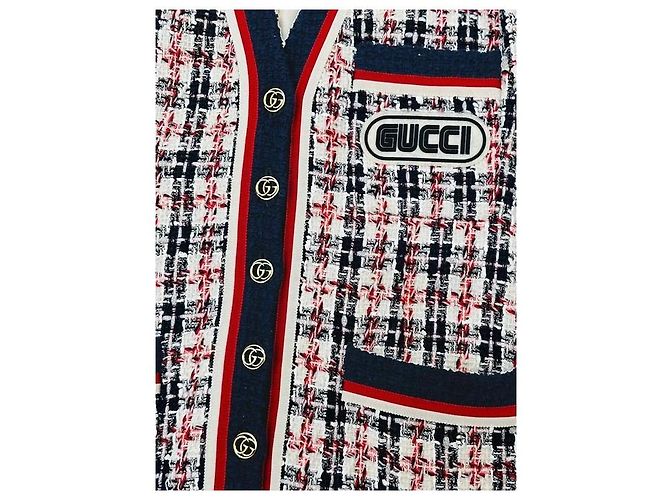Gucci Tweed-Longjacke mit Logo-Patch - Ansicht 5