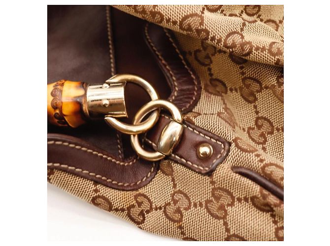 Bamboo Borsa Hobo Gucci Manico in Bambù Tela Monogramma Marrone - vista 10