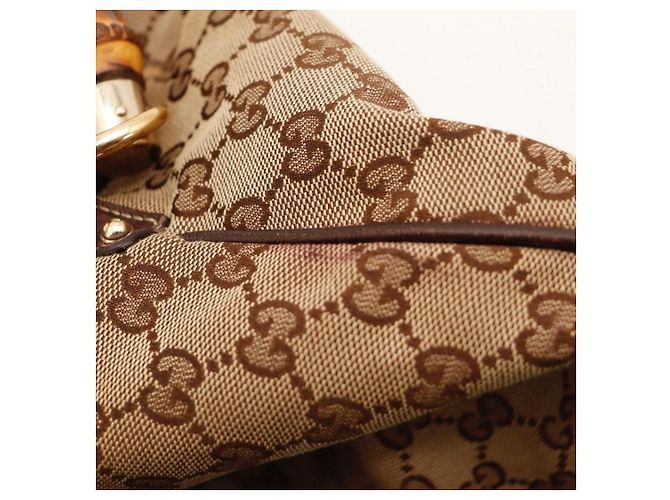 Bamboo Borsa Hobo Gucci Manico in Bambù Tela Monogramma Marrone - vista 11