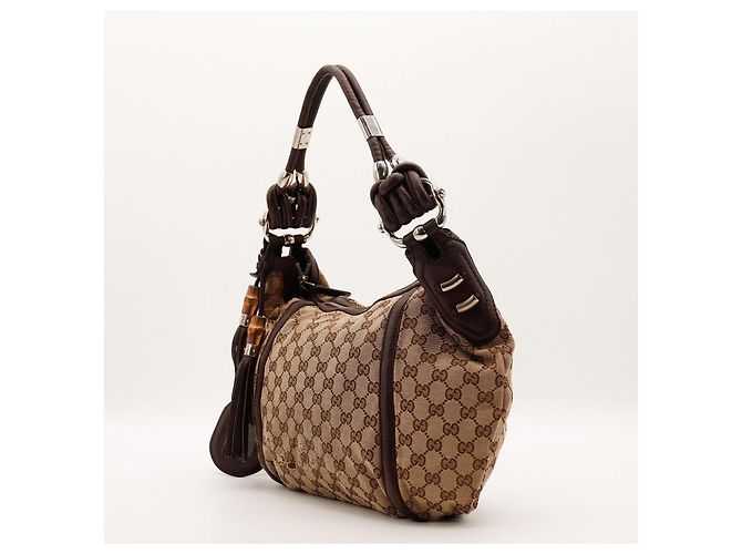 Borsa Hobo Gucci GG Supreme Canvas Leather Brown - vista 2