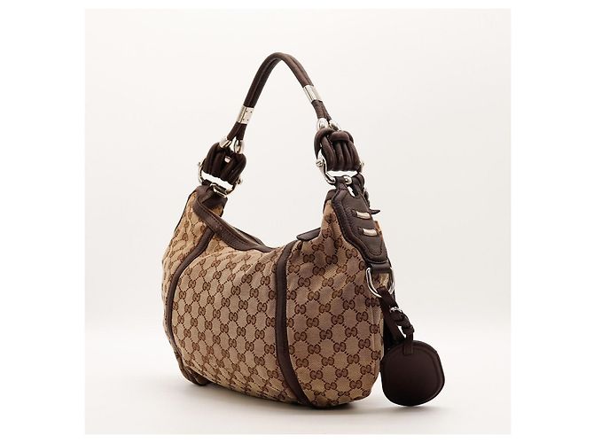 Borsa Hobo Gucci GG Supreme Canvas Leather Brown - vista 4